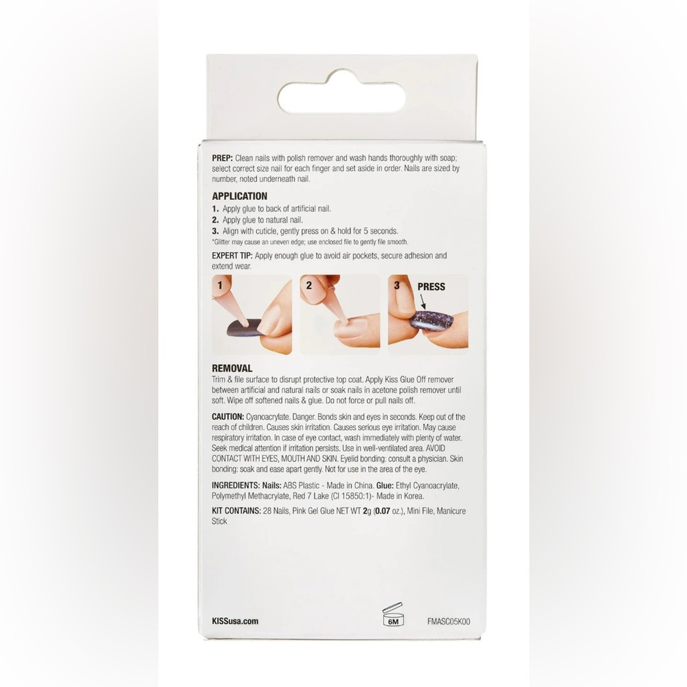 KISS Gel Fantasy Magnetic Press On Nails- Dignity Silver Short Squoval Shape - Picture 5 of 5